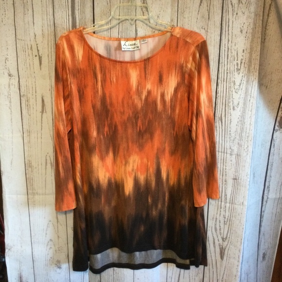 Linea by Louis Dell'Olio Tops - Linea by Louis Dell’Olio Oversized Baggy Orange Shades Longer Top Size Large